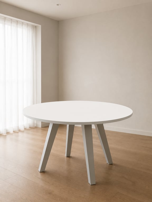 Table de réunion ronde 140x140 cm blanche