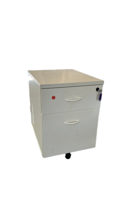 Caisson 2 tiroirs mobile blanc - 3-4
