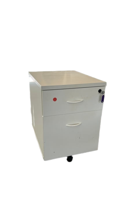 Caisson 2 tiroirs mobile blanc