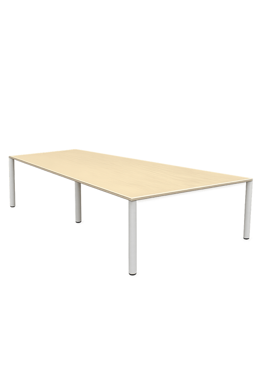Bureau multiposte - bench 4 places plateau bois pieds blanc