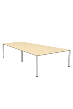 Bureau multiposte - bench 4 places plateau bois pieds blanc