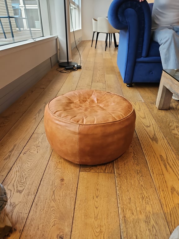 Pouf en Cuir Marron