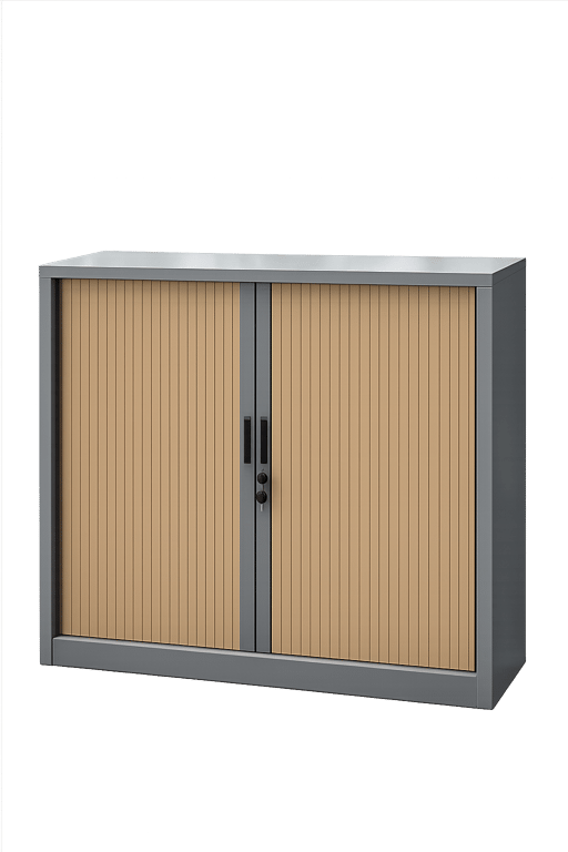 Armoire basse 2 portes coulissantes métal et plastique