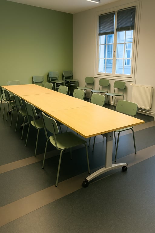 Table de réunion rectangulaire en bois et métal