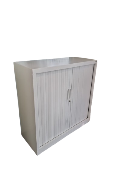 Armoire basse en métal avec portes coulissantes