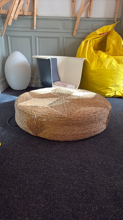 Pouf en osier avec assise large - 3-4