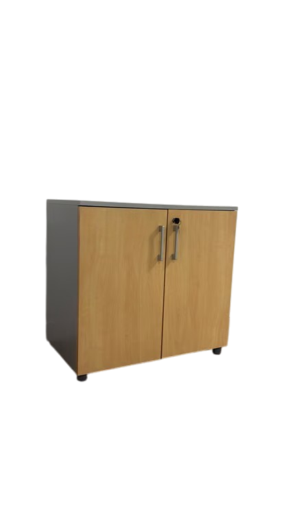 Armoire basse mélaminé gris clair