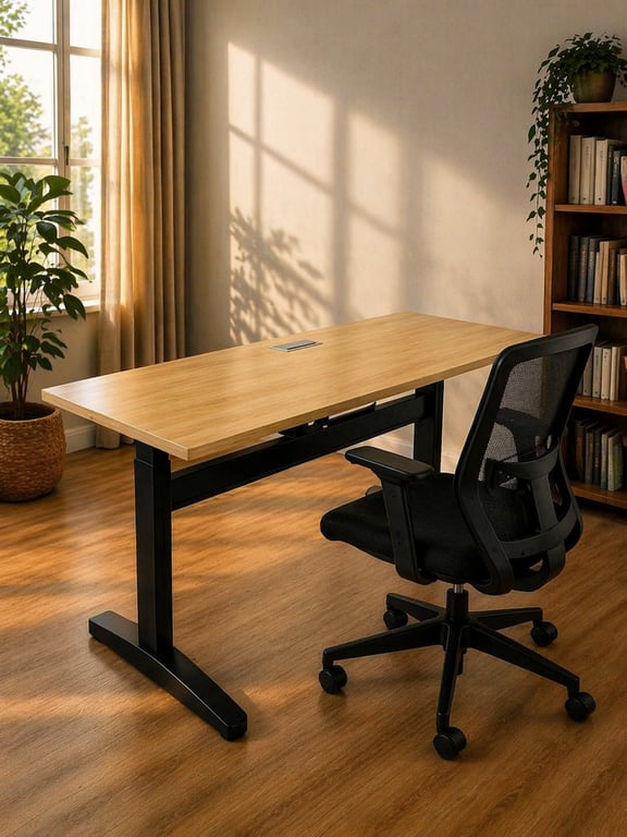 Bureau réglable 140x60 cm en bois clair