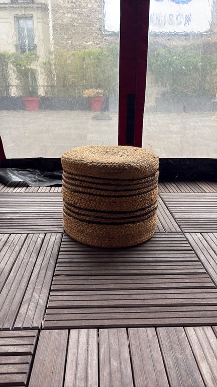 Pouf crème en fibre - 3-4