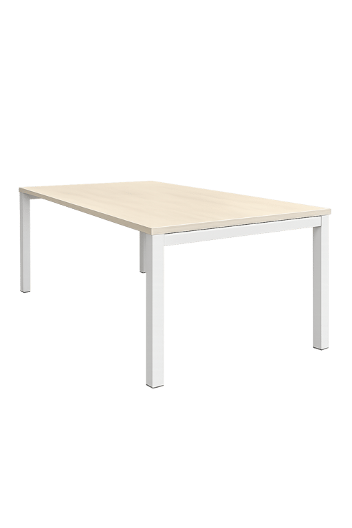 Sans marque - Bureau droit 140 - 80 plateau bois pieds blancs - Bureau droit avec plateau en bois mélaminé et pieds en métal