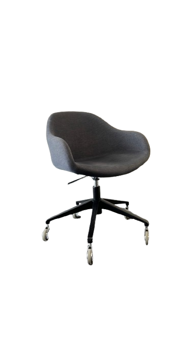 Chaise de réunion avec accoudoirs et roulettes en tissu waikawa gray