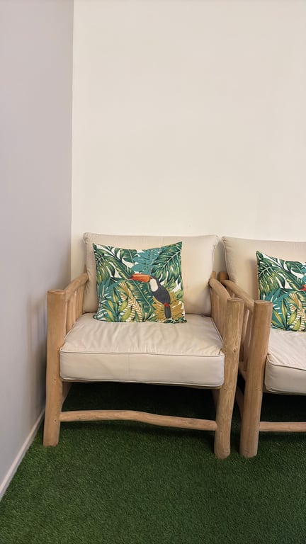 Fauteuil en bois et tissu blanc Maison du monde - 3-4
