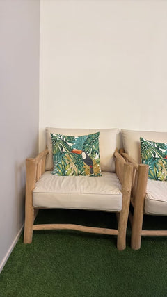 Fauteuil en bois et tissu blanc Maison du monde - 3-4