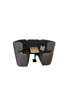Canapé acoustique 4 personnes avec tablette fixe - face