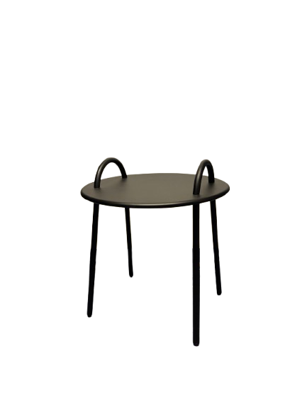 Table basse ronde en métal noir