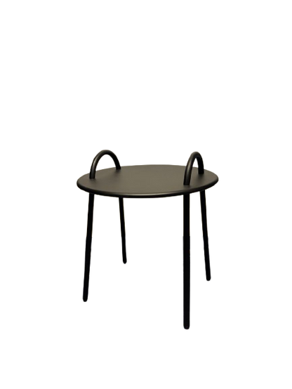 Table basse ronde en métal noir