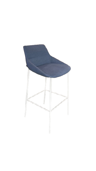 Chaise Haute Bleu en Tissu avec Pieds Métalliques