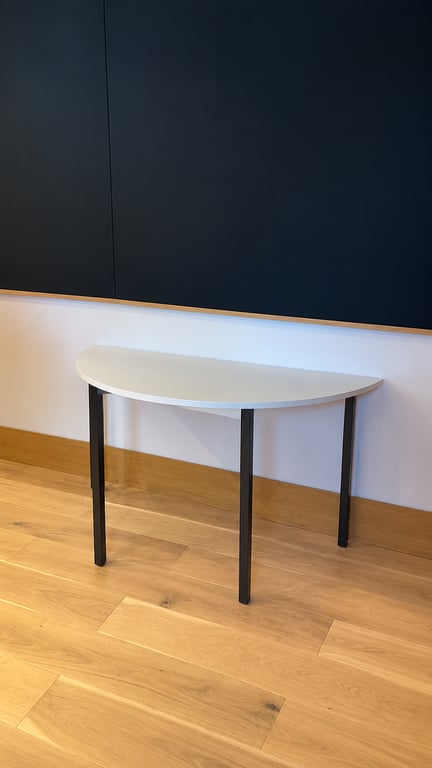 Table demi-cercle 122x60 Blanc Métal noir