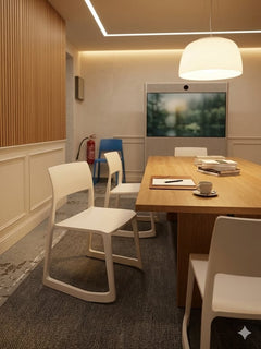 Chaise de cafétéria Vitra - Modèle empilable, piètement luge