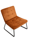 Fauteuil en velours camel avec pieds en métal noir