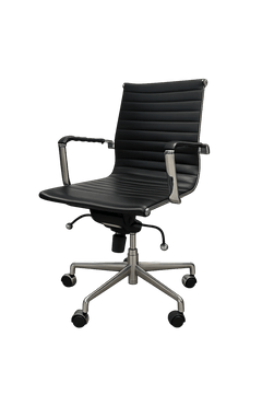 Fauteuil de bureau en cuir noir avec roulettes