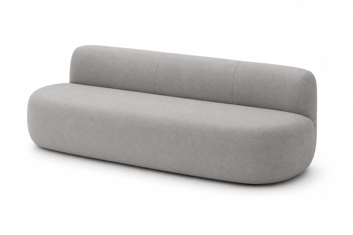 Canapé rond tissu gris clair