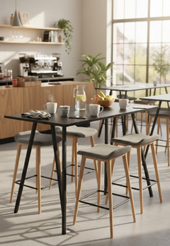 Table haute rectangulaire en bois