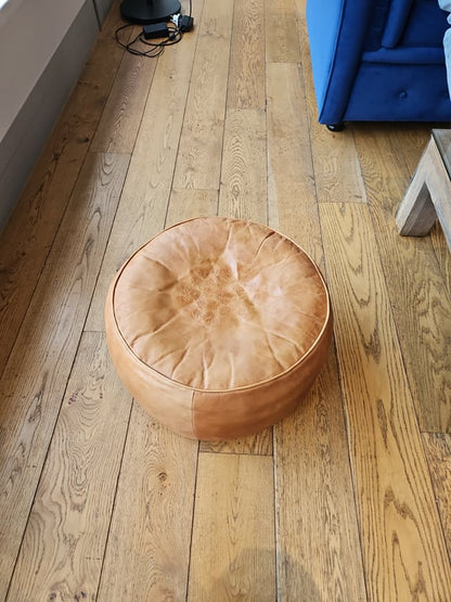 Pouf en Cuir Marron