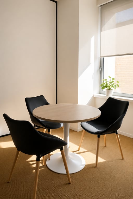 Table de réunion ronde chêne clair 80x80