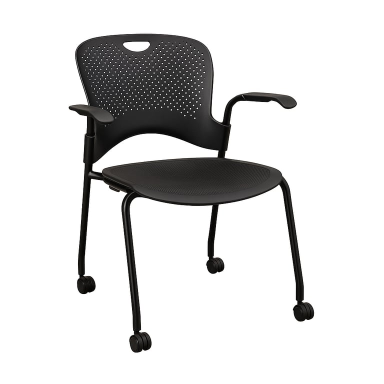 Chaise de réunion en résille avec accoudoirs et roulettes