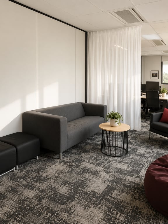 Canapé rectangulaire en tissu gris avec accoudoirs
