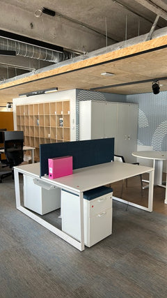 Bureau multiposte 160x160cm Blanc - dessous