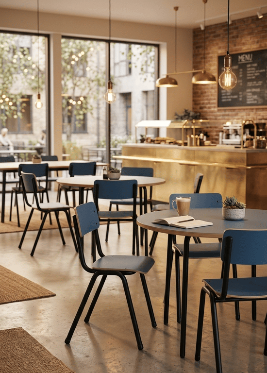 Chaise de cafétéria empilable