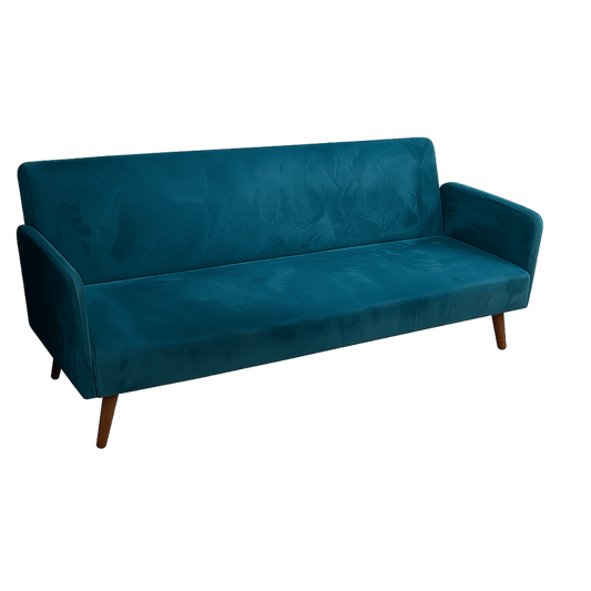 Canapé rectangulaire en velours Boston Blue avec accoudoirs