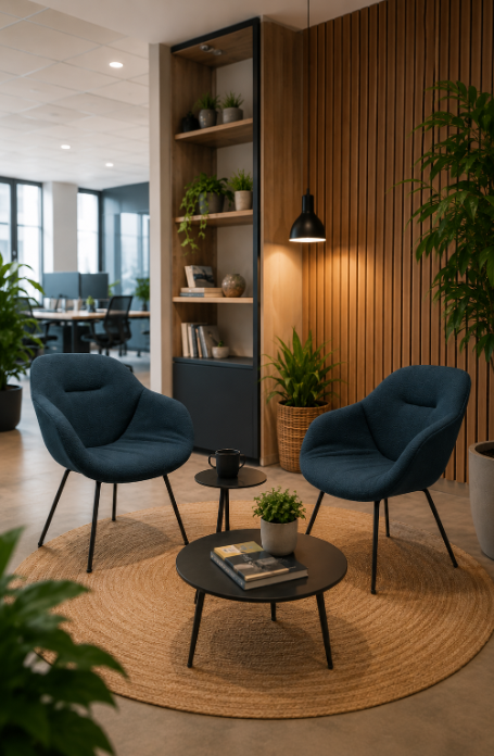Fauteuil Hay AAC 127 -  accoudoirs en métal et tissu saphir