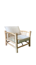 Fauteuil avec accoudoirs en bois et assise en tissu