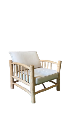 Fauteuil avec accoudoirs en bois et assise en tissu - 3-4