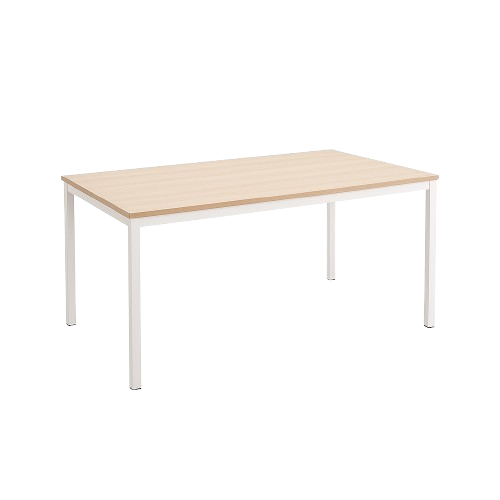Bureau droit 160x80 Blanc et bois - 3-4