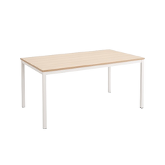 Bureau droit 160x80 Blanc et bois - 3-4