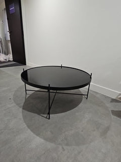 Table basse ronde verre et métal Noir - face