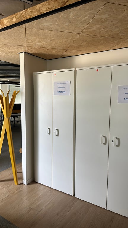 Bibliothèque en bois blanc avec portes battantes - 3-4