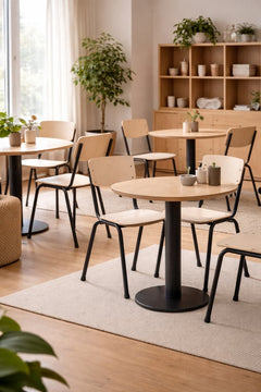 Chaise de cafétéria empilable en bois et métal