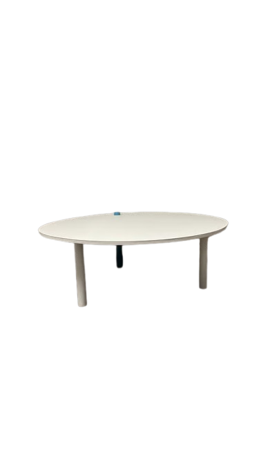 Table basse ronde en métal blanc
