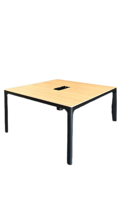 Bureau multiposte 140x140 chêne et métal noir