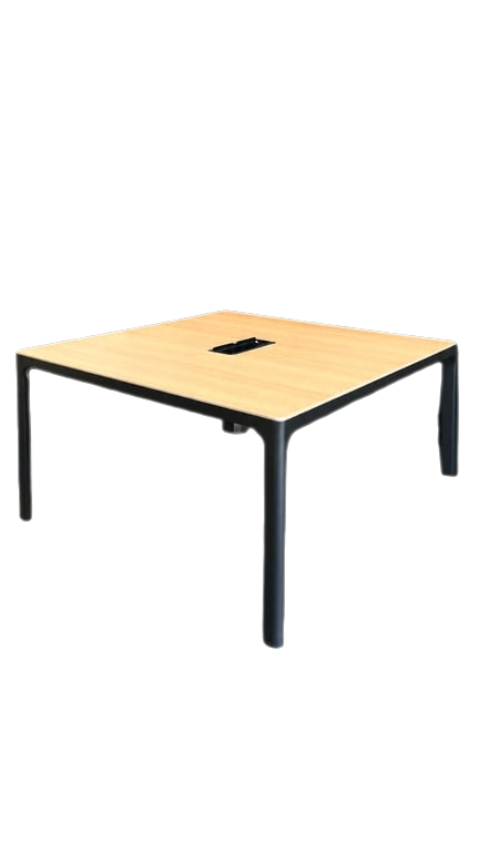 Bureau multiposte 140x140 chêne et métal noir