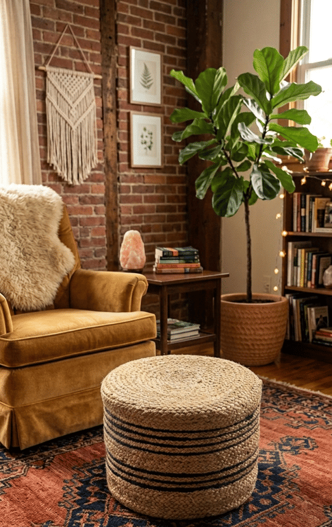Pouf crème en fibre