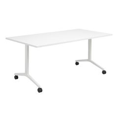 Table polyvalente rectangulaire en mélaminé avec roulettes