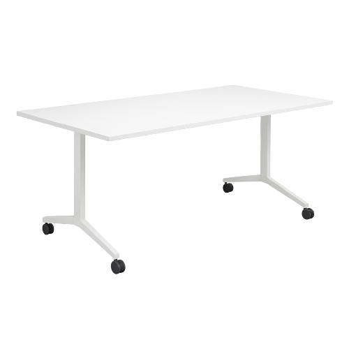 Table polyvalente rectangulaire en mélaminé avec roulettes