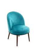 Fauteuil en Velours Bleu Marine avec Pieds en Bois