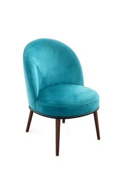 Fauteuil en Velours Bleu Marine avec Pieds en Bois
